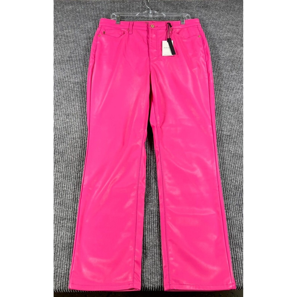 Judy Blue Pants Hot Pink Faux Leather Tummy Control High Rise Womens 13/31 New